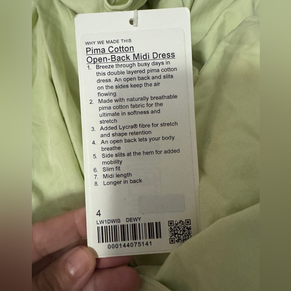 Lululemon Pima Cotton Open-Back Midi Dress in Dewy - Picture 6 of 6